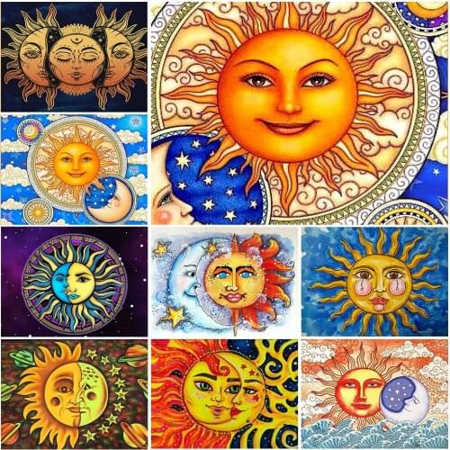 5D Diamond Painting Sun And Moon Diamond Embroidery Cartoon Rhinestones Mosaic Pictures Art Cross Sitch Wall Sticker Home Decor