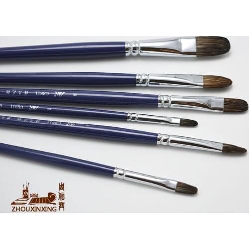 6pcs/Set,high quality Flower mink tongue peak acrylic brush birch rod oil painting brush artist Professional Art Supplies