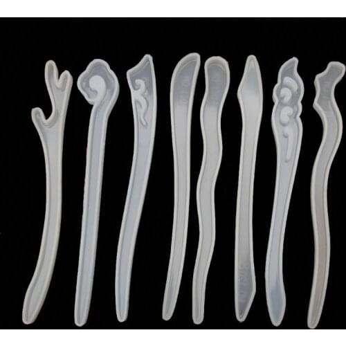 8Pcs DIY Classical Hairpin Silicone Mold Hair Sticks Jewelry Making Resin Craft