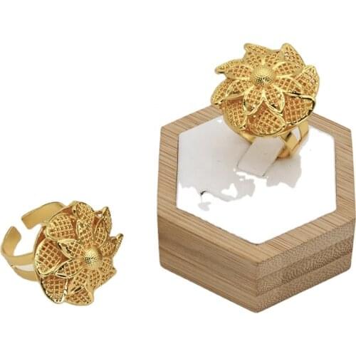 ANIID Flower Rings Jewelry Ethiopian Gold Filled Woman Eritrean African Fashion Wedding Middle Arab Dubai Bridal Pakistani New