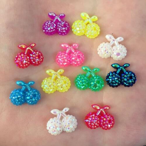 Shiny 90pcs Mix AB Resin Cherry Flatback Rhinestone Applique DIY Scrapbook Wedding Ornament Crafts SF102