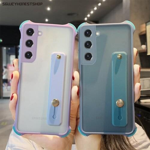 For Samsung S21 Ultra S20 FE S10 S9 S8 Plus Note 20 10 Ultra A51 A71 A31 A11 M51 A42 A12 A50 A30 Hand Strap Acrylic Case Cover