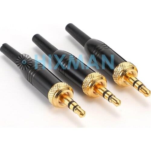 DIY 3pcs/lot Black 3.5mm 1/8" Stereo Screw Audio Locking Connector for Sennheiser Sony Nady Audio2000S Mics Spare Plug Adapter