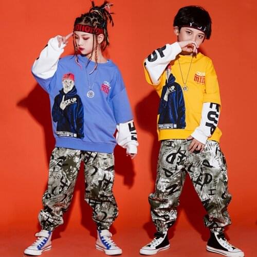 Children Hip Hop Clothing Girls Jazz Costume Loose Tops Hip Hop Pants For Boys Ballroom Dancing Clothes Street Rave Wear BL5137