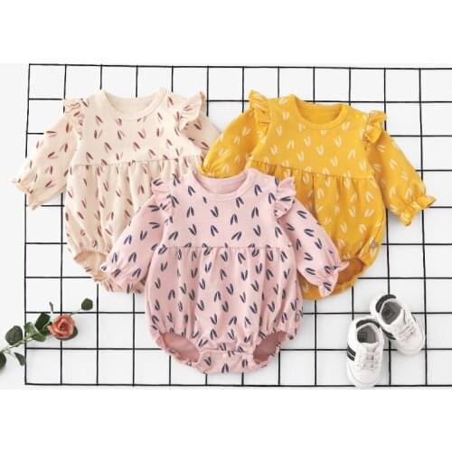 Baby Girls Cotton Romper Long Sleeve printed Princess Triangle Jumpsuit Toddler Kids spring Triangle Clothing