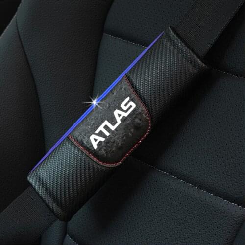 For Geely Atlas 2pcs Fashion Carbon Fiber Leather Car Seat Belt Cover Car Seat Belt Shoulder Pad Car Accessories
