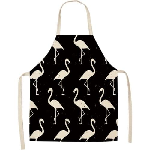 Flamingo Pattern Kitchen Aprons Woman Adult Kids Cotton Linen Bibs Home Cooking Bbq Apron Cleaning Accessory Man Kid Apron