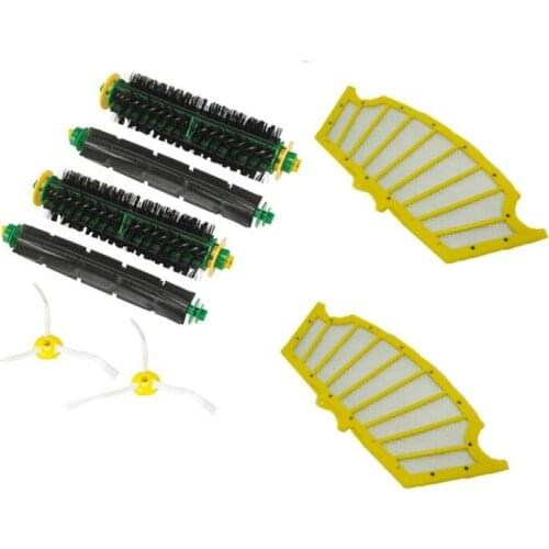 Flexible Beater Brush +Bristle Brush + 3 Arms Sidebrush + Filter Replenishment kit for iRobot Roomba 500 Series
