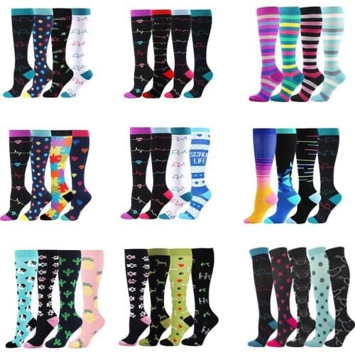 Compression Socks 1/2/3/6/7/8 Pairs Men Women Sock Sport Legging Tube Crossfit Unisex Outdoor Running Hiking Knee Stockings High