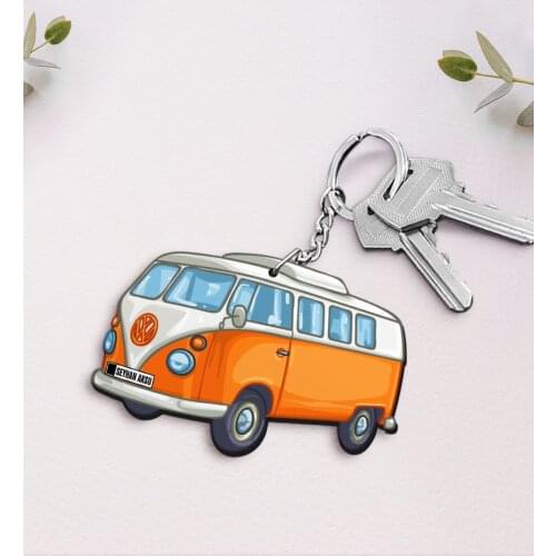 Personalized Is Retro Minibus Wood Anahtarlık-2