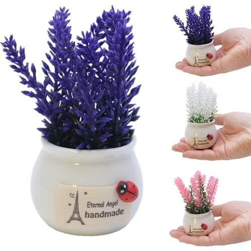 1PC Simulation Plant Ornaments Flowerpot Lavender Artificial Flower Office Decoration Accessorie Living Room Bedroom Gift