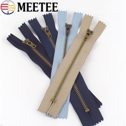 Meetee 10pcs 10/13/15/18cm 4# Close-End Metal Zipper Pants Bags Pocket Auto Lock Decor Zip DIY Garment Sewing Accessories ZA025