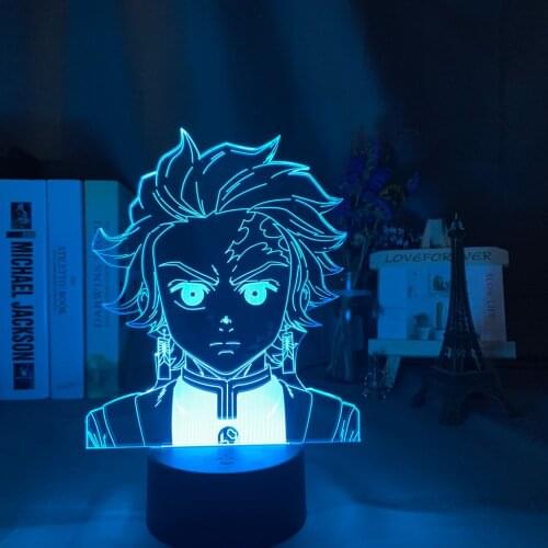 Kimetsu No Yaiba Tanjiro Kamado Figure Led Night Light for Kids Bedroom Decor Nightlight Child Desk 3d Lamp Demon Slayer Gift