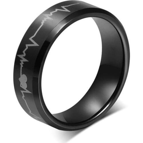 Classic ECG Design 100% Tungsten Carbide Rings For Men And Women Couples Personalized ID Engrave Statement Ring Jewelry Wedding