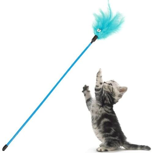 Cat Stick Toy Fake Feather Small Bell Cat Teaser Toy Cat Play Toy Newly Design Bird Feather Plush Cat Catcher Teaser Toy