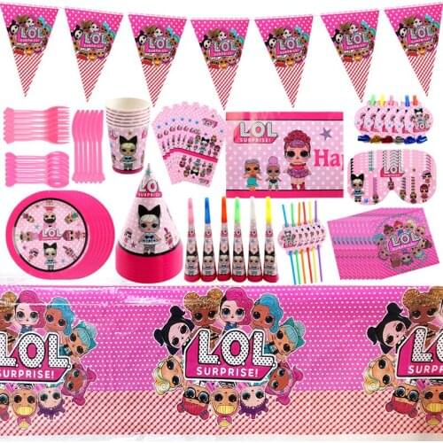 Surprise Doll Birthday Party Supplies Disposable Tableware Childrens Party Decoration Baby Shower Paper Cup Plate Tablecloth