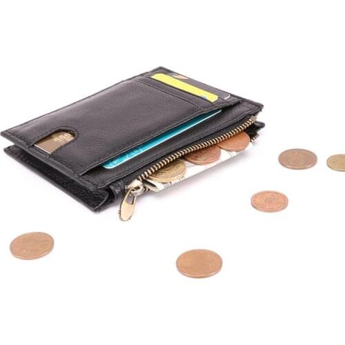 Multifunctional Mirror Window Rfid Card Holder Leather Retro Fashion Multi-card Card Holder Small Wallet Change Storage Card Bag