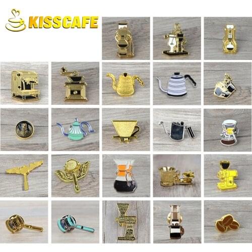 Couple Espresso Accessories Coffee Maker Brooch Mini Coffee Tamper Beautiful Coffee Badge Cafe Gift for Coffee Lovers