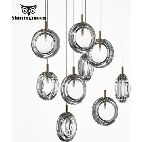 Post-modern Creative Glass LED Pendant Lights Retro Bar Cafe Decor Pendant Lamp Design Luxury Hanging Lamp Hotel Indoor Lighting
