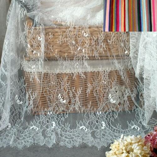 42 Muti-Colors Eyelash Tulle Mesh Lace Fabric French Chantilly 3meters/Lot Thins Soft Lady Dress Sewing Accessories V2586
