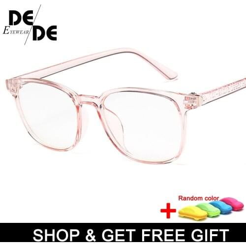 Retro Clear Lens Glasses Frame Women Vintage Eyewear Frame for Near Sight Men Clear Pink Blue Black PC Spectacle Frames with box