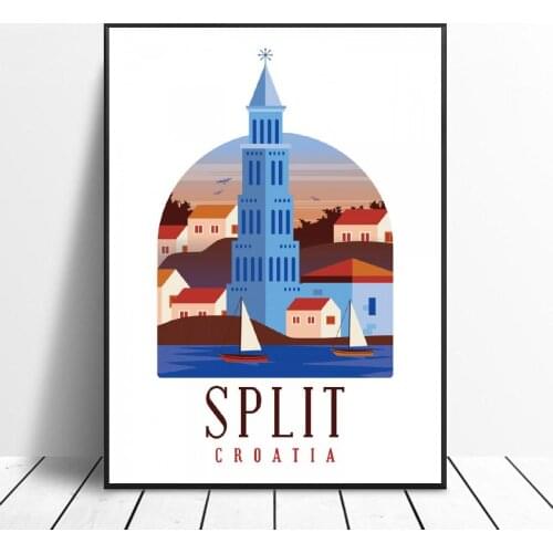 Retro Split Canvas Painting Art Print Poster Picture Wall Modern Minimalist Bedroom Living Room Decoration