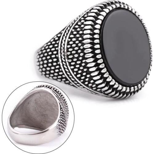 Luxury Round Black Crystal Wedding Rings for Women Men Vintage Silver Color Engagement Ring Boho Jewelry Anniversary Gifts