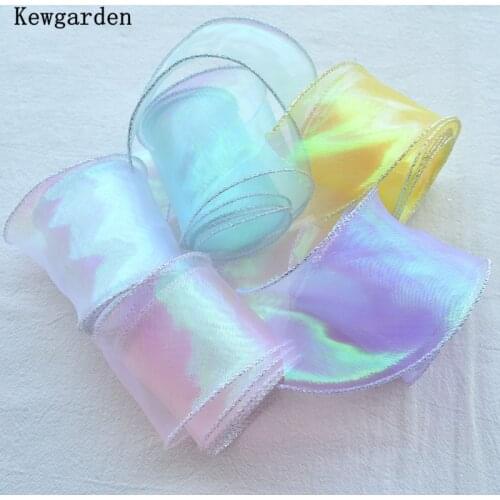 Kewgarden Color 6cm Hemming Organza Ribbon Handmade Tape DIY Girl Hairbow Accessories Packing Riband Wholesale 35 Meters