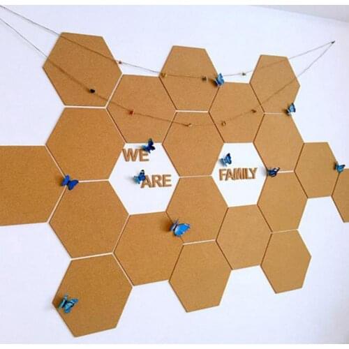 1 Set Self-Adhesive Cork Board Tiles Wall Mounted Cork Board Self Hexagon Creative Wall Message Board Bulletin Board Home Decor