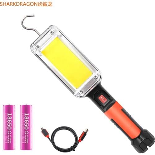 7500LM superbright led work light cob floodlight USB rechargeable led portable magnetic hook clip waterproof use 2*18650