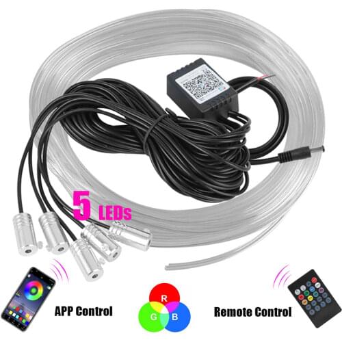12V 6m Strip RGB LED Car Interior Lights Ambient Lamp Door Seat Cluster Decoration BT/RF Wireless Caravan Automobile Accessories