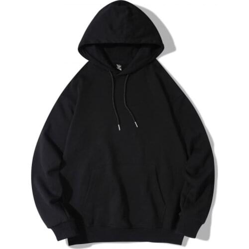 Women Cotton Hooides Long Sleeved Hooded Sweater for Men Solid Color White Round Neck Couple Sweatshirt