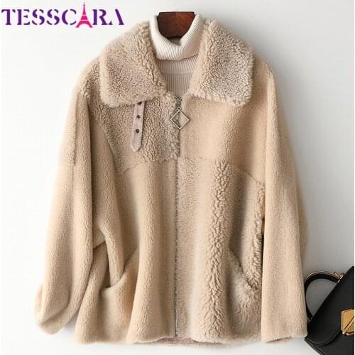 TESSCARA Women Autumn & Winter Designer Basic Jacket Coat Wool Blend High Quality Female Leather Suede Jackets Outerwear & Coats
