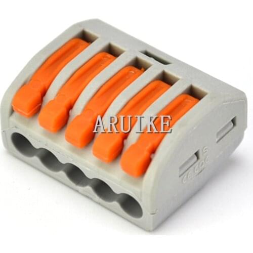 Type 10pcs 222-415 (PCT215)Universal Compact Wire Wiring Connector 5 pin Conductor Terminal Block With Lever 0.08-2.5mm2