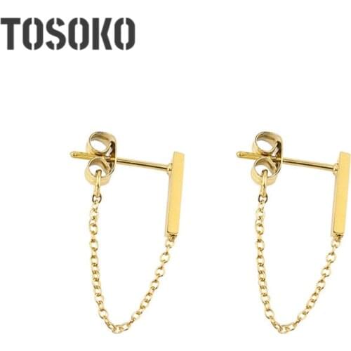 TOSOKO Stainless Steel Earline Chain Earrings Fashion Earrings Jewelry For Women BSF266