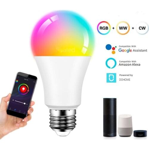 Smart Light Bulb 9W Color Changing Wifi Light E27 E26 B22 RGB LED Lamp Bulb Work App With Alexa Google Wake Up Magic Bulb