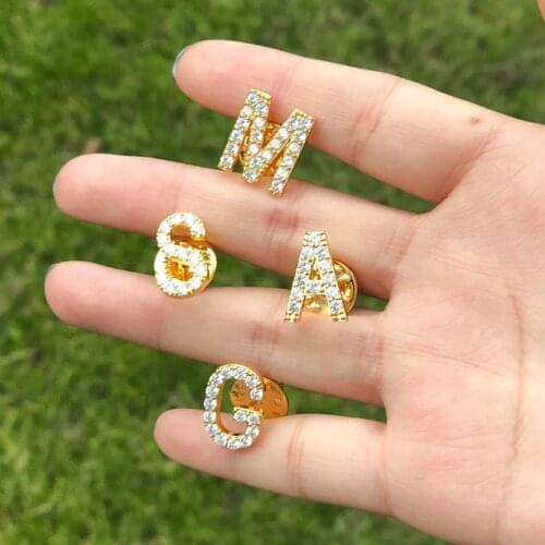 Crystal A-Z Letter Brooches for Women Initial Brooch Pins for Girls Suit Shirt Collar Accessories New Rhinestone Brooch Jewelry