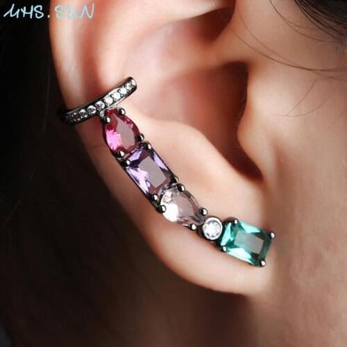 MHS.SUN South American style women stud earrings with cubic zircon female jewelry vintage colors crystal earrings christmas gift