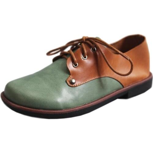 YourSeason Mixed Colors Genuine Leather Flats Ladies 2021 Spring Autumn Handmade Concise Casual Women Lace Up Shoes
