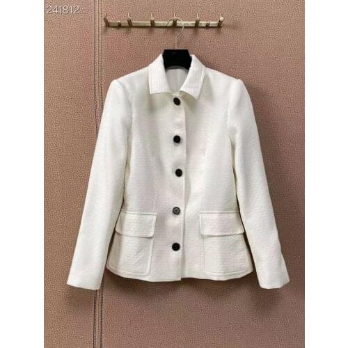 Fyion HIGH STREET Newest 2021 Runway Designer Blazer Womens Jacquard Single Breasted Slim Fitting White Blazer Jacket