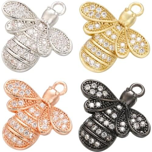 ZHUKOU Exquisite Crystal Bee Animal Pendant for Womens Necklace Earrings Jewelry Accessories model:VD525
