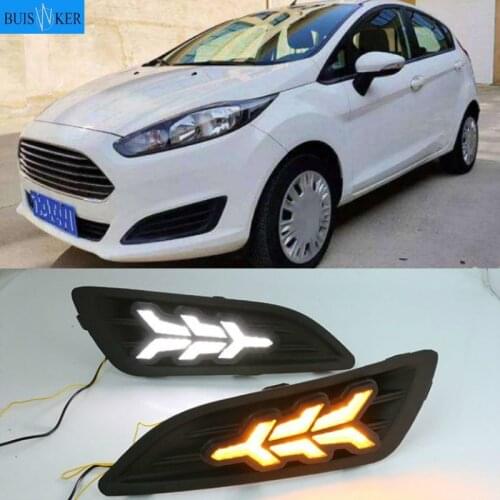 1Pair DRL For Ford Fiesta 2013 2014 2015 2016 Daytime Running Lights Fog head Lamp cover car styling white Daylight