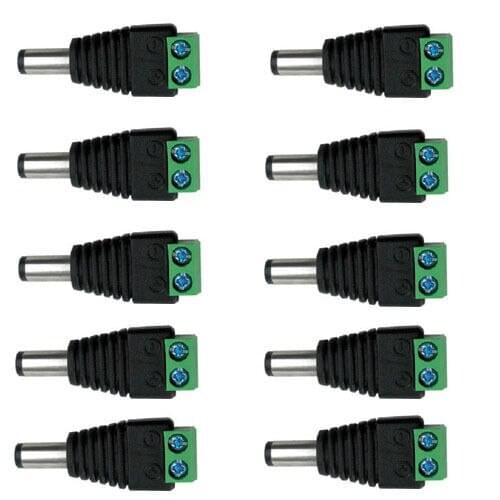 10x DC 5.5 x 2.1mm Power Male Jack Adapter Cable Plug Connector for CCTV / LED