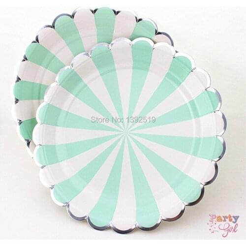 160Pcs Green Red Pink Cake Disposable Paper Plate For Wedding Fruit Dish Plates Event & Party Supplies Mixed 7inch 9inch