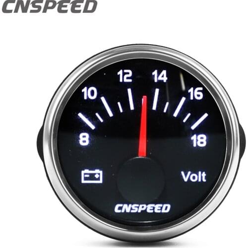 2"52mm volt gauge 12/24v Racing general volt voltmeter Voltage Meter 8-18v/16-32v，White / AMBER LED indicator display