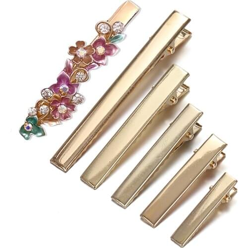 20Pcs 41/46/56mm Metal Alligator Hairpins Base KC Gold Hair Clip Blank Settings For Jewelry Making DIY Hair Clips Accessories