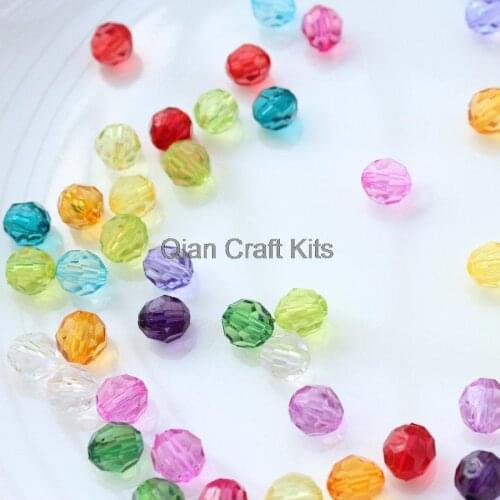 2000pcs 8mm faceted oval colorful acrylic beads, multi color glitter acrylic beads