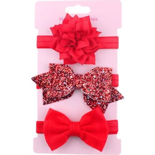 3pcs Girls Headband Set Bow Knot Head Bandage Kids Toddlers Headwear Flower Hair Band Infant Clothing Accessories