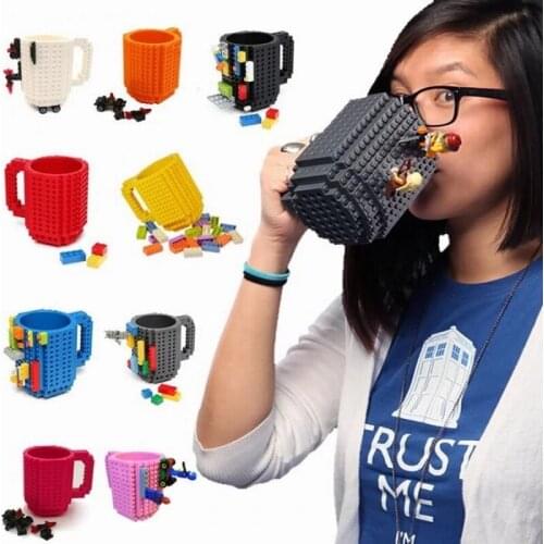 30pcs / lot Party Favors Build-in Lego Brick Mug Cup Coffee Cup Building Blocks Type DIY Block Puzzle Design