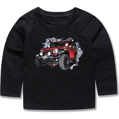 Phoebe Cat Boys Girls 3D Truck T-shirt Kids Cars T Shirt Children Full Sleeves Tops Baby Tees For 2-14 Years